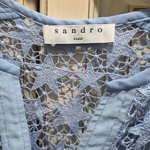 Sandro Pale Blue star Crochet Lace dress